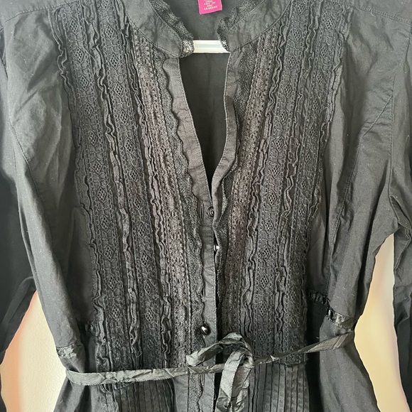 Gloria Vanderbilt witchcore gothic long sleeve button down shirt women’s medium - Picture 2 of 12